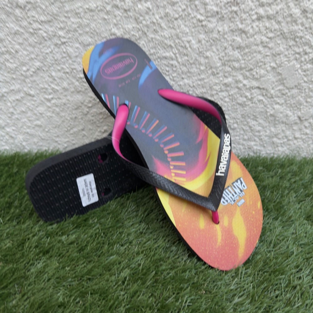 Havaianas Flip Flops Marvel Black Panther Pink Electric Mens Size 13 BR 45/46